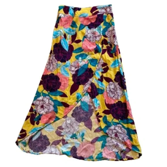 Express Tropical Floral High Low Flowly Maxi Skirt NWOT - Picture 7 of 10